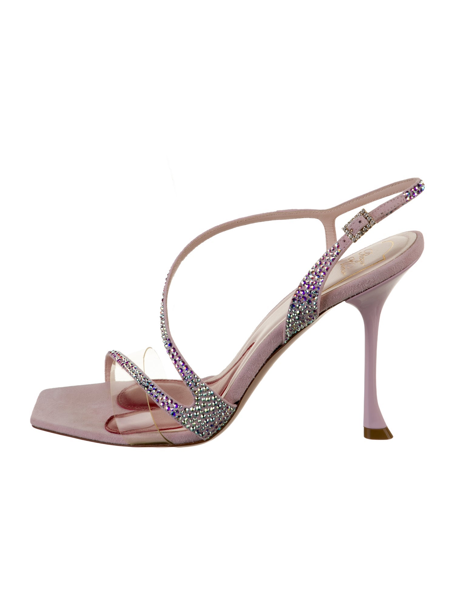 Roger Vivier Suede Crystal Embellishments Slingback Sandals