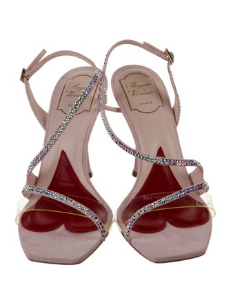 Roger Vivier Suede Crystal Embellishments Slingback Sandals