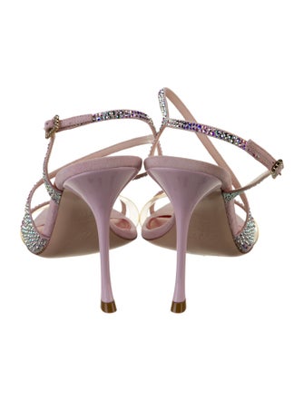 Roger Vivier Suede Crystal Embellishments Slingback Sandals