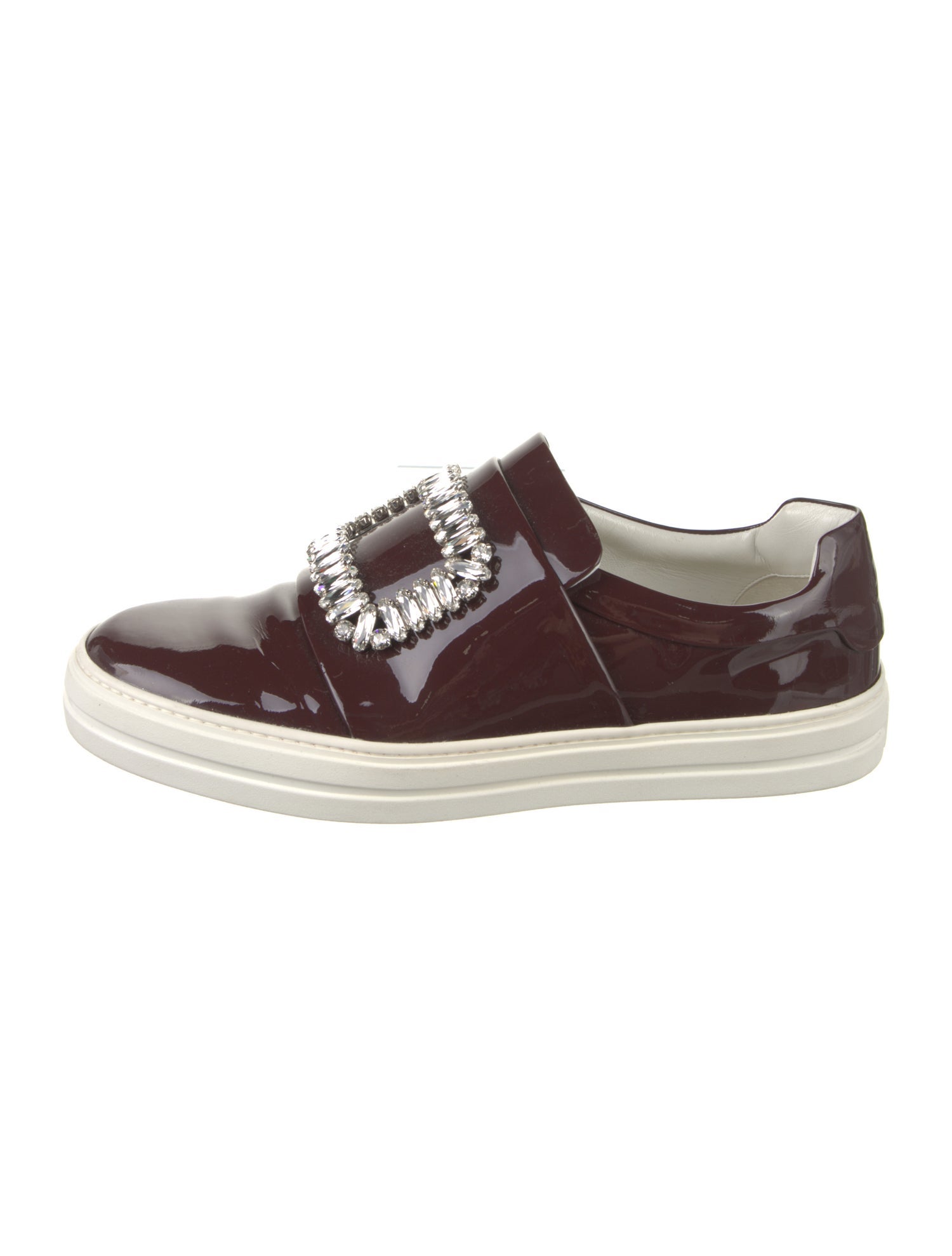 Roger Vivier Patent Leather Crystal Embellishments Sneakers
