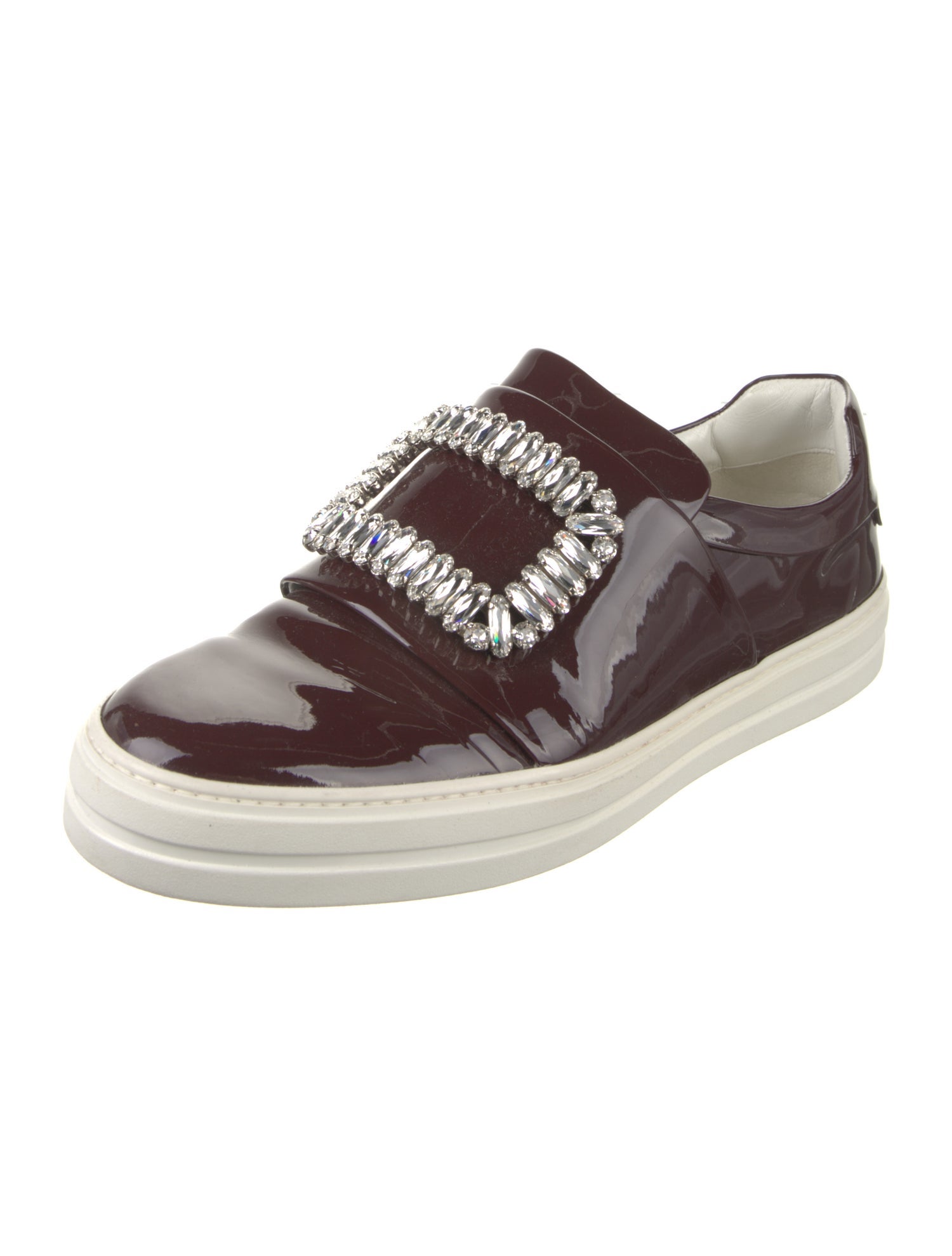 Roger Vivier Patent Leather Crystal Embellishments Sneakers