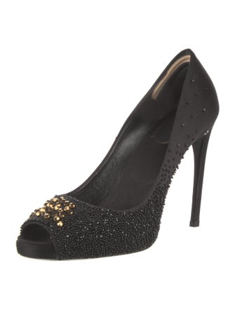 Roger Vivier Satin Beaded Accents Pumps