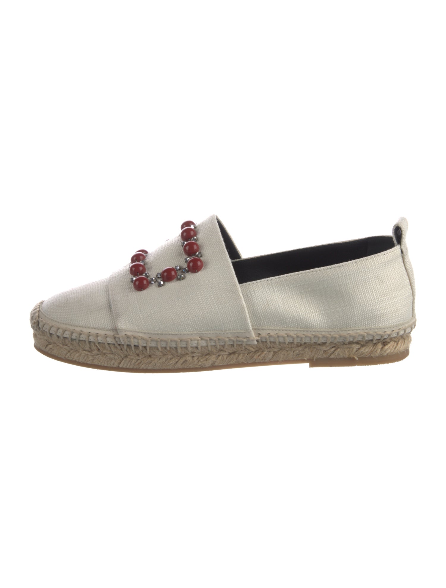 Roger Vivier Canvas Crystal Embellishments Espadrilles