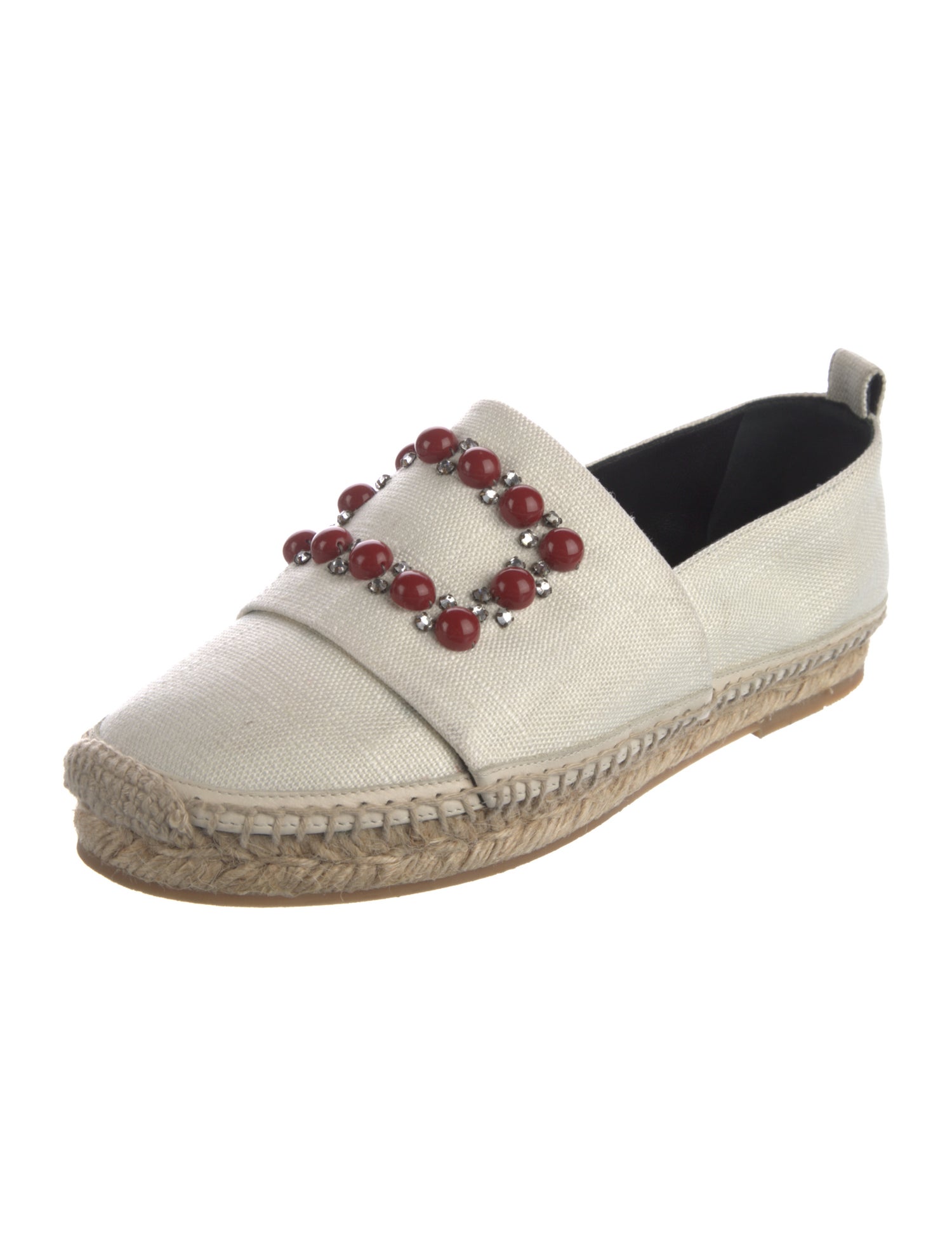 Roger Vivier Canvas Crystal Embellishments Espadrilles