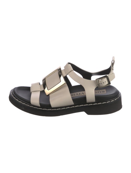 Roger Vivier Leather Crystal Embellishments Gladiator Sandals