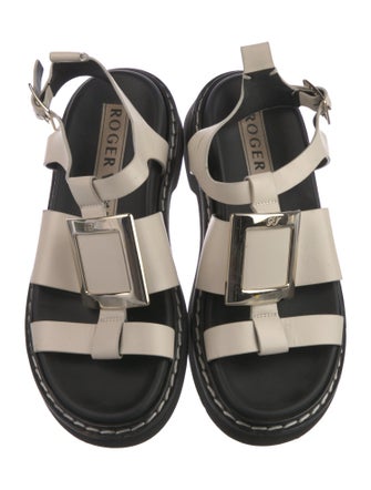Roger Vivier Leather Crystal Embellishments Gladiator Sandals