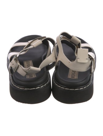 Roger Vivier Leather Crystal Embellishments Gladiator Sandals