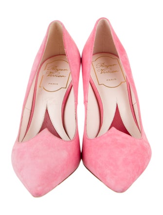 Roger Vivier Suede Leather Trim Embellishment Pumps