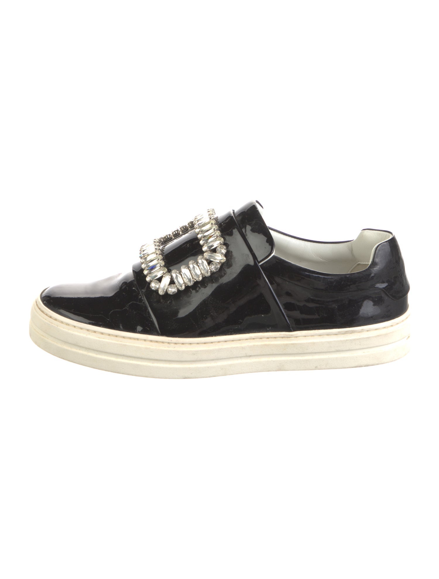 Roger Vivier Patent Leather Crystal Embellishments Sneakers