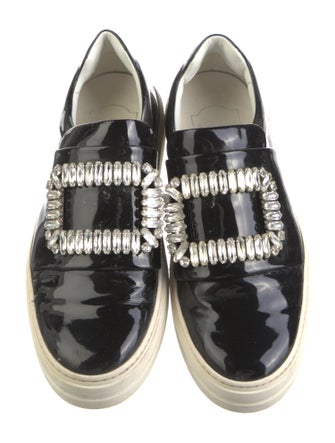 Roger Vivier Patent Leather Crystal Embellishments Sneakers
