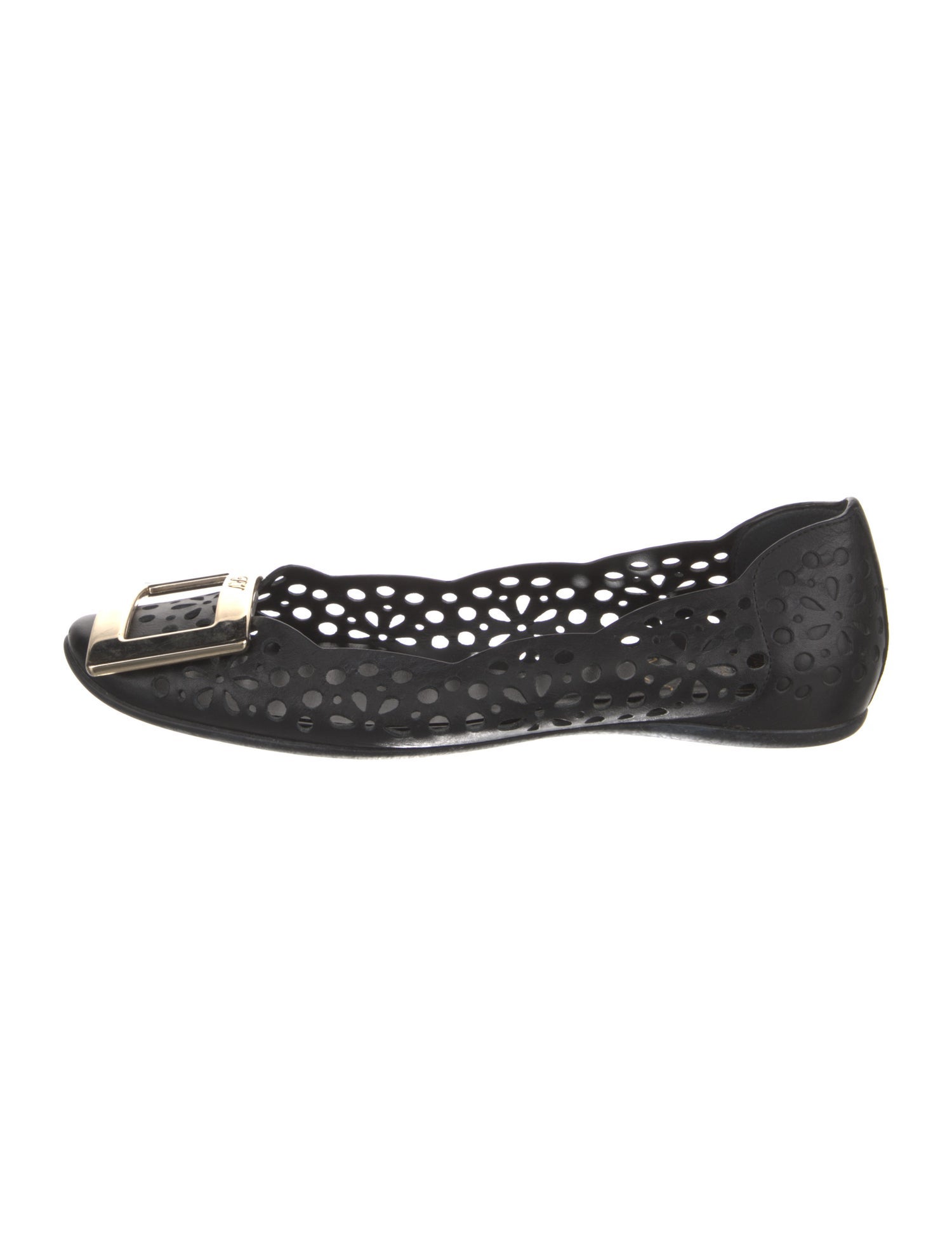 Roger Vivier Leather Lasercut Accents Flats