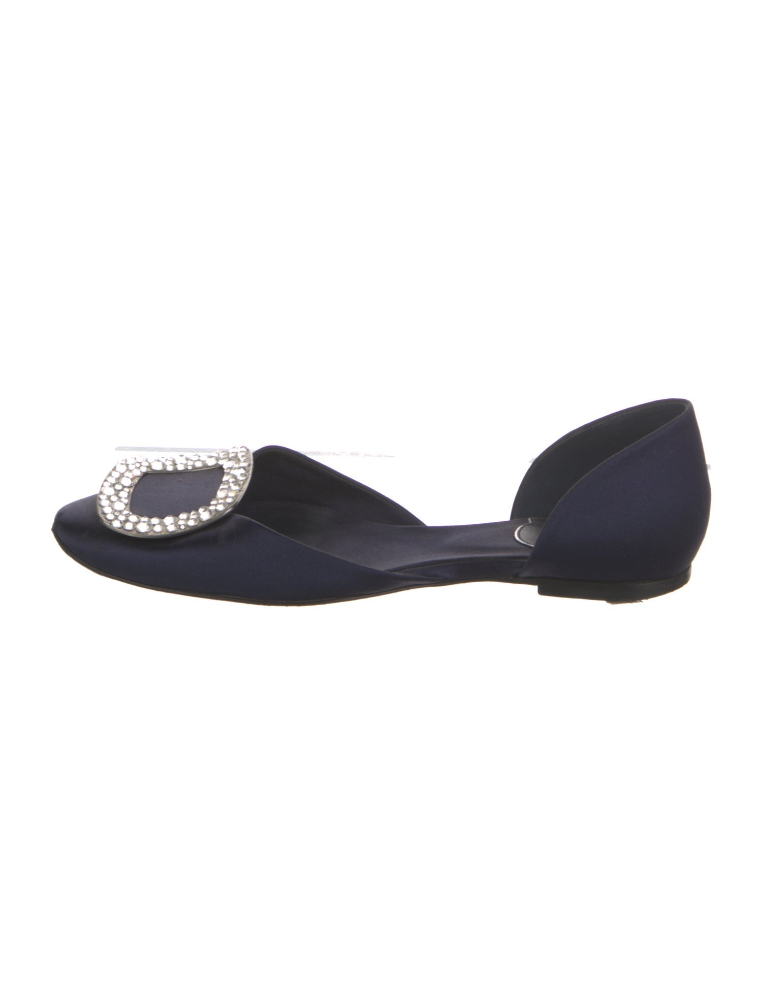 Roger Vivier Satin Crystal Embellishments D'Orsay Flats