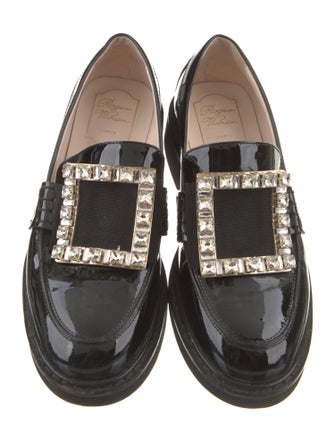 Roger Vivier Patent Leather Crystal Embellishments Loafers