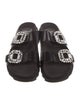 Roger Vivier Leather Crystal Embellishments Slides