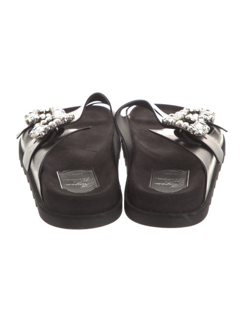 Roger Vivier Leather Crystal Embellishments Slides