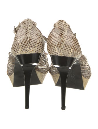 Roger Vivier Snakeskin Animal Print T-Strap Sandals