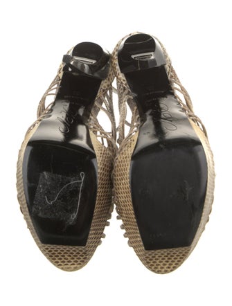 Roger Vivier Snakeskin Animal Print T-Strap Sandals