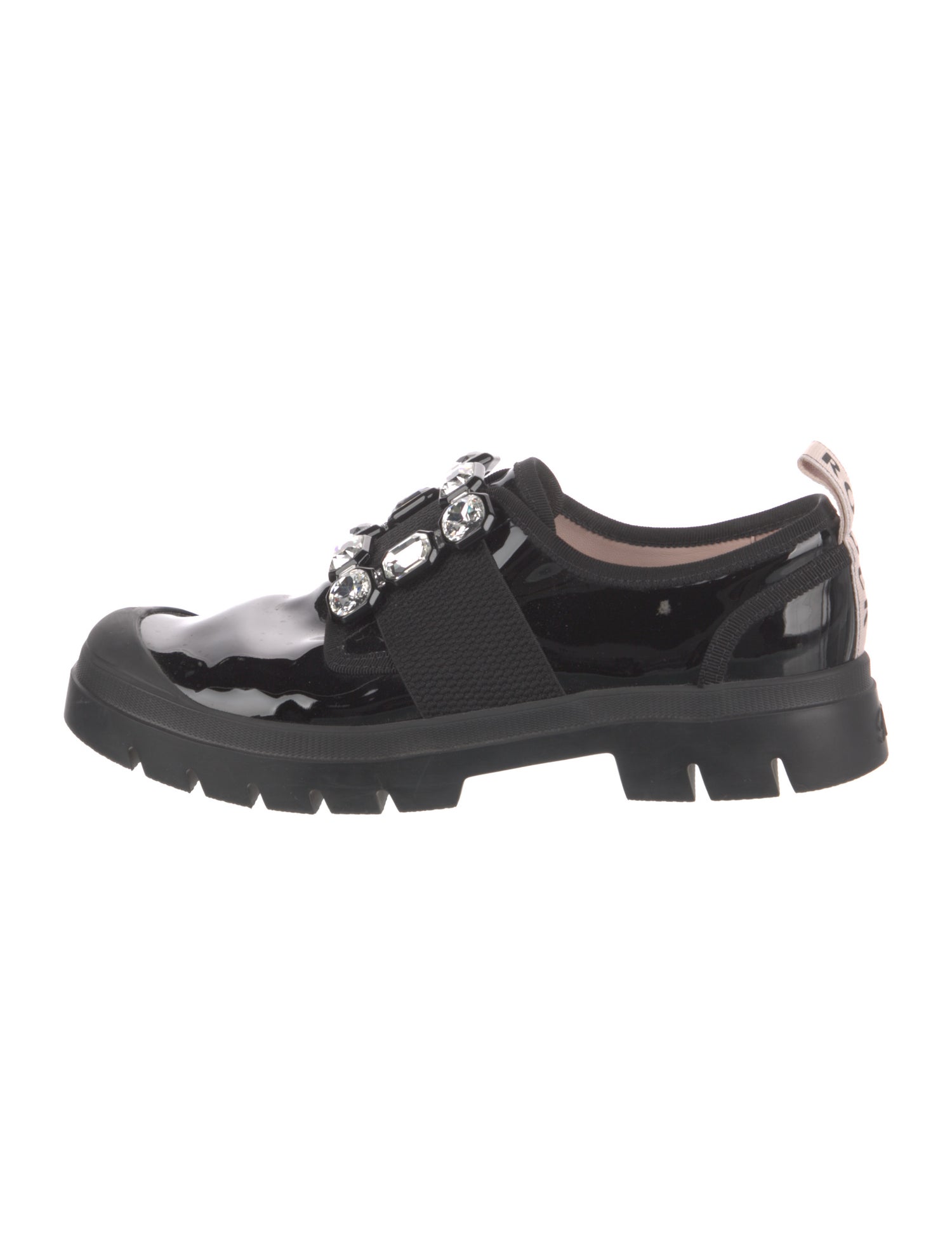 Roger Vivier Patent Leather Crystal Embellishments Oxfords