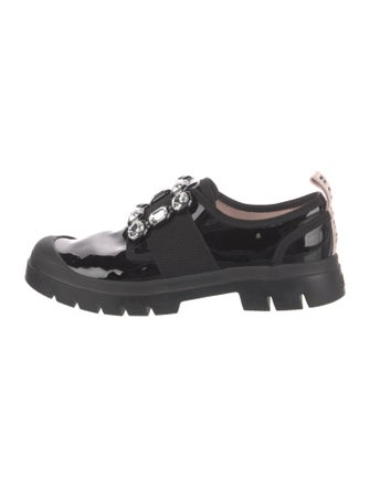 Roger Vivier Patent Leather Crystal Embellishments Oxfords