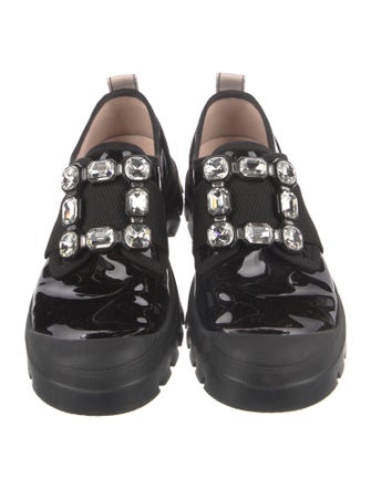 Roger Vivier Patent Leather Crystal Embellishments Oxfords
