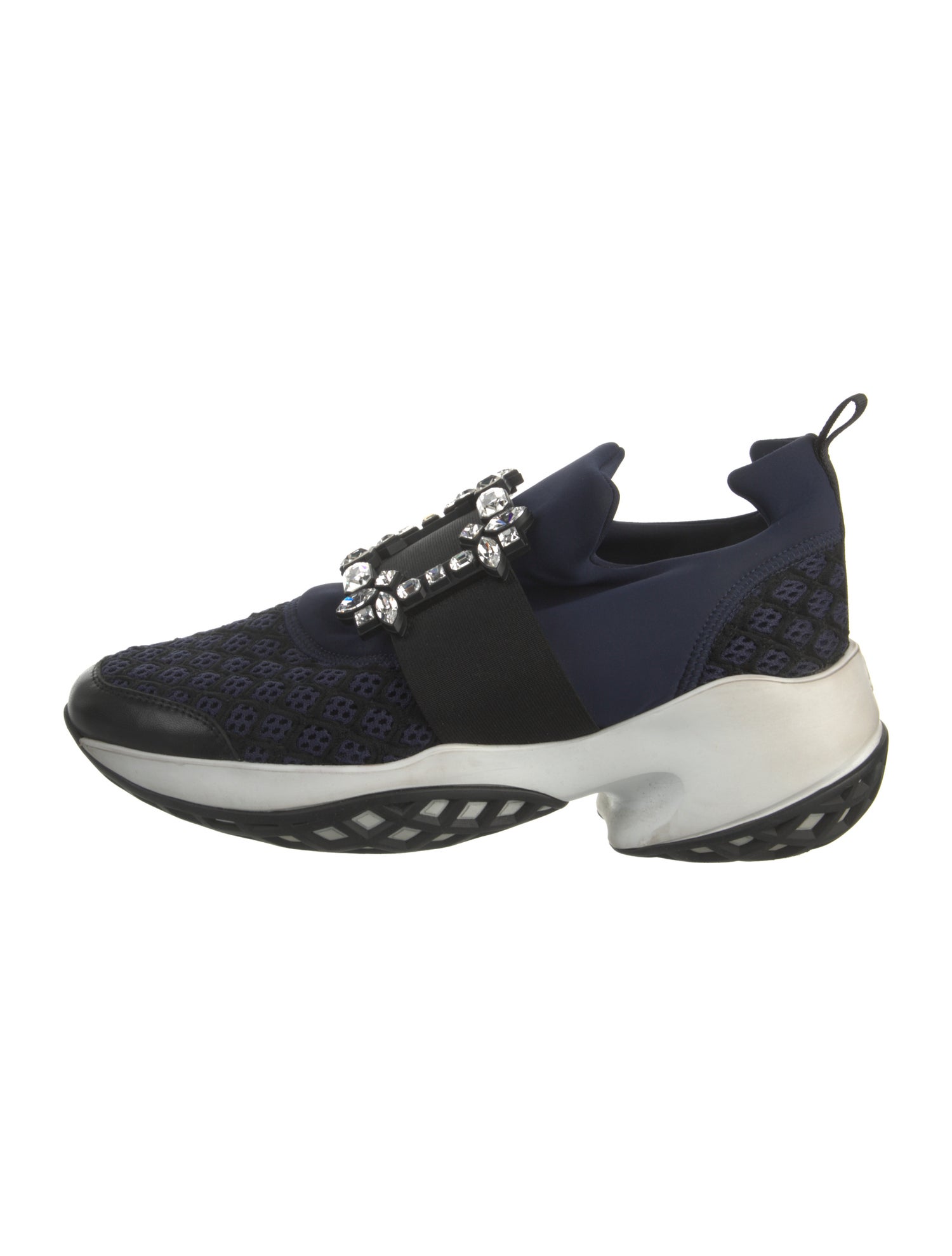 Roger Vivier Neoprene Crystal Embellishments Athletic Sneakers