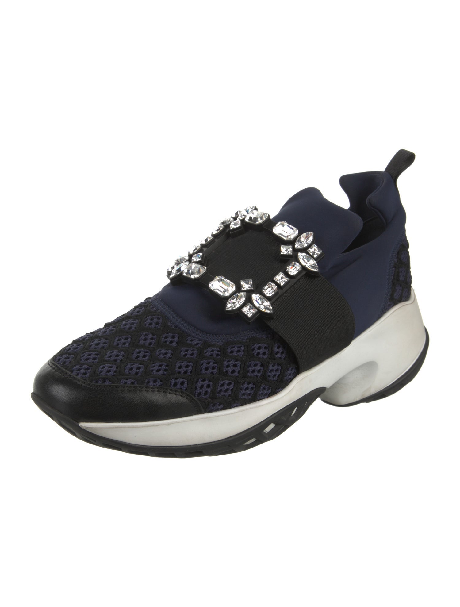 Roger Vivier Neoprene Crystal Embellishments Athletic Sneakers