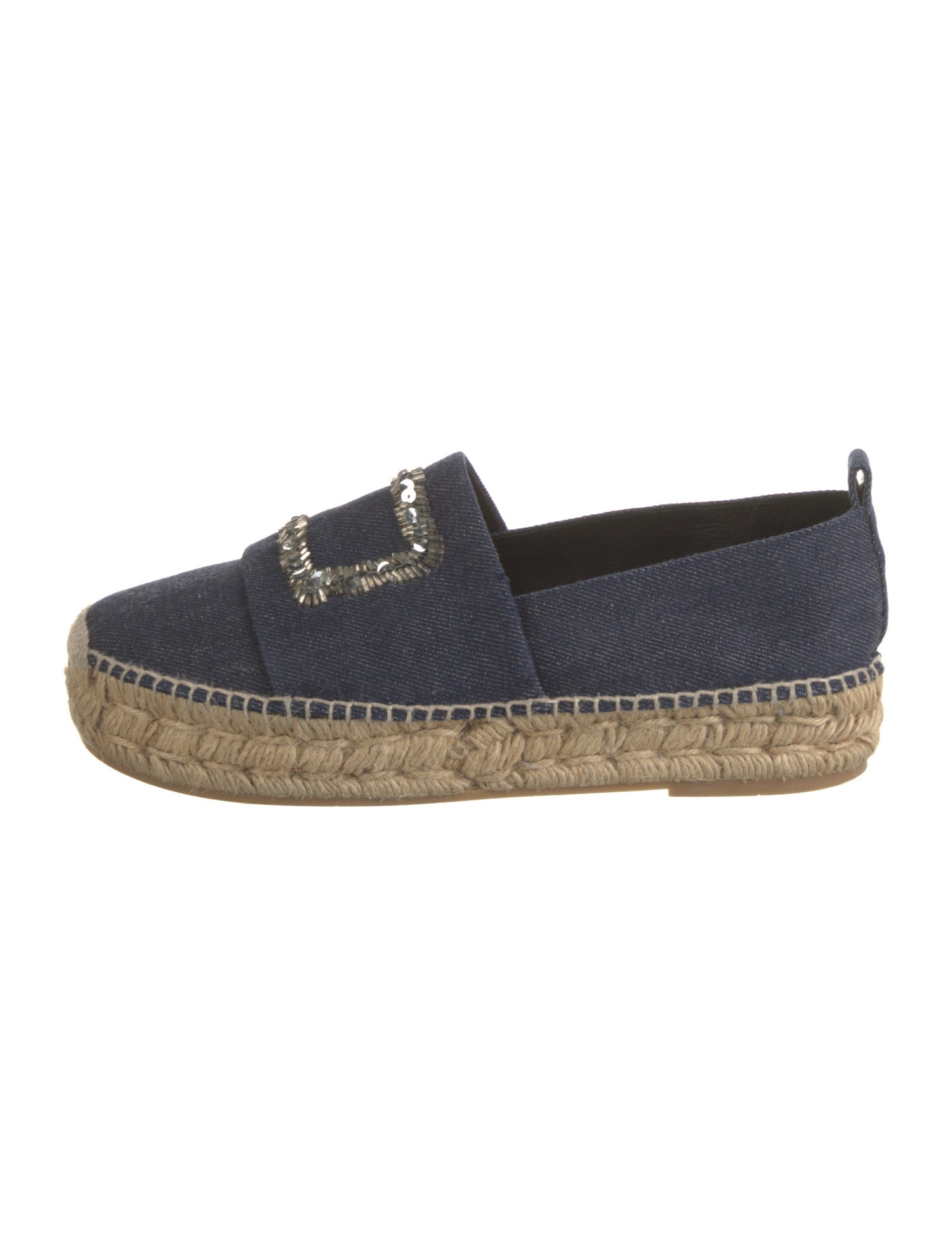 Roger Vivier Denim Sequin Embellishments Espadrilles