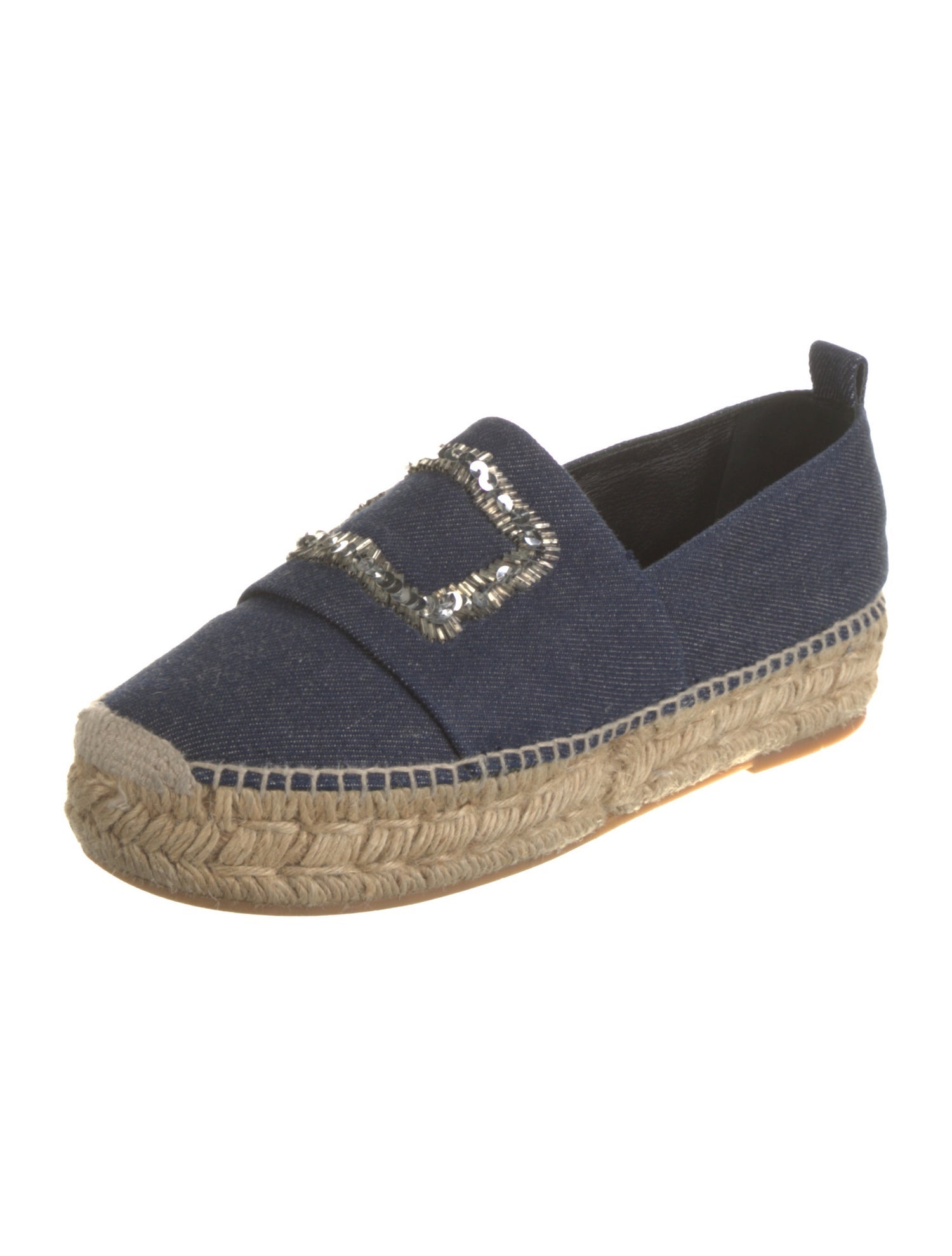 Roger Vivier Denim Sequin Embellishments Espadrilles