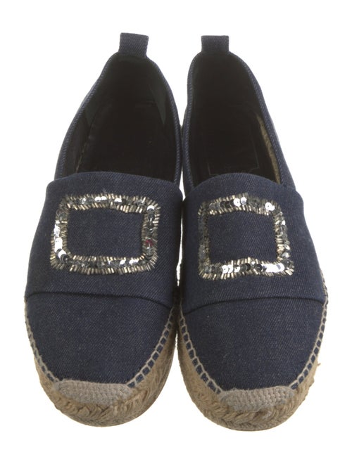 Roger Vivier Denim Sequin Embellishments Espadrilles