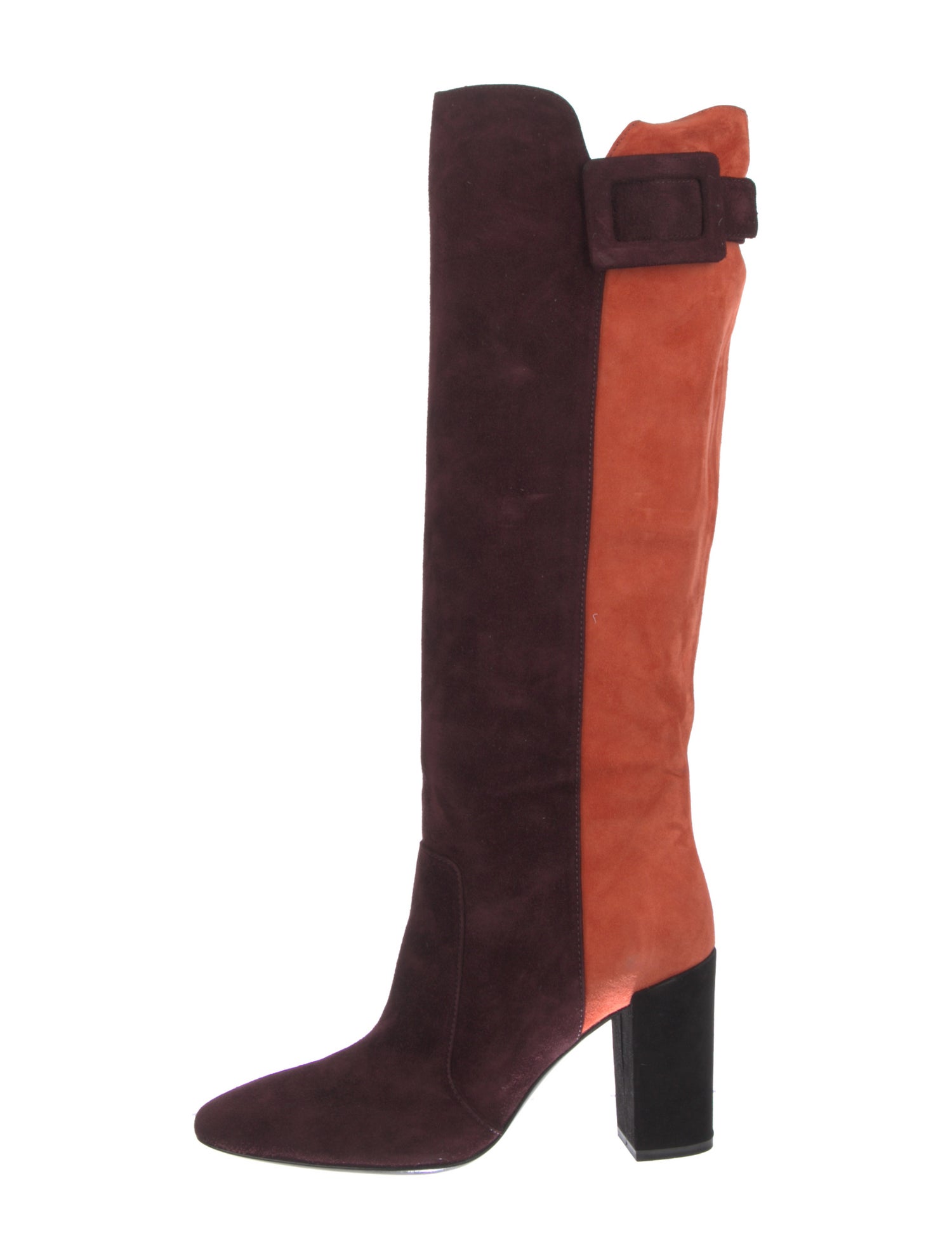 Roger Vivier Suede Colorblock Pattern Boots