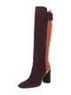 Roger Vivier Suede Colorblock Pattern Boots