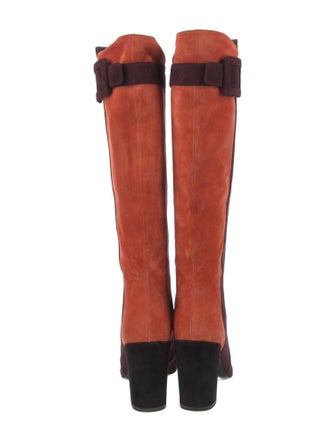Roger Vivier Suede Colorblock Pattern Boots