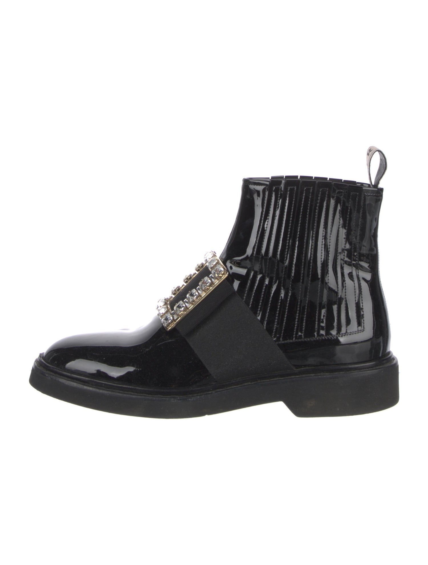 Roger Vivier Patent Leather Crystal Embellishments Boots