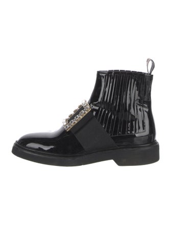 Roger Vivier Patent Leather Crystal Embellishments Boots