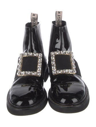Roger Vivier Patent Leather Crystal Embellishments Boots