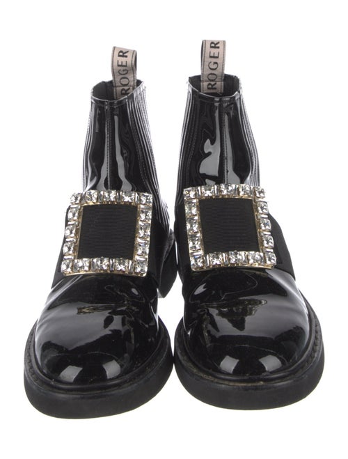 Roger Vivier Patent Leather Crystal Embellishments Boots