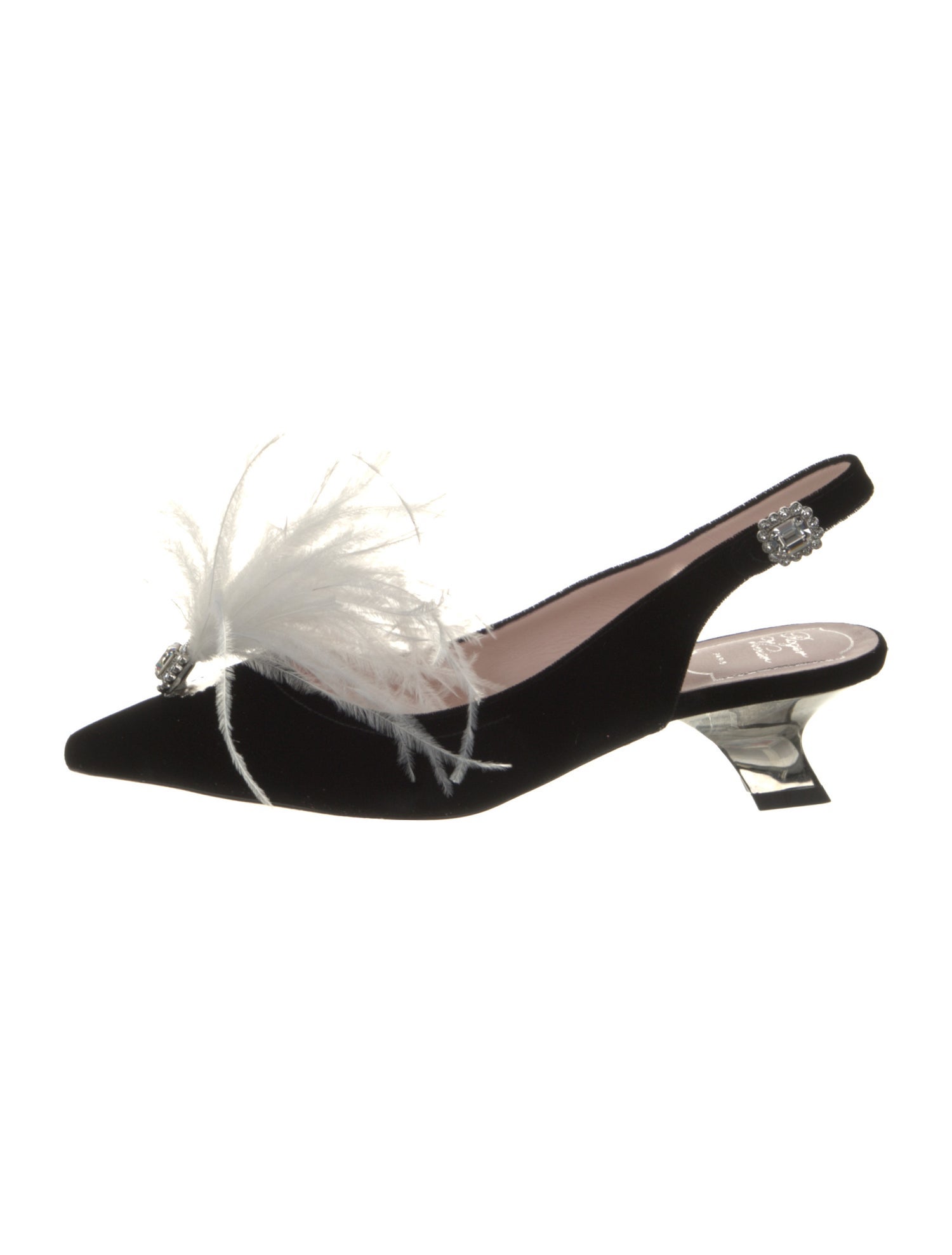 Roger Vivier Velvet Crystal Embellishments Slingback Pumps