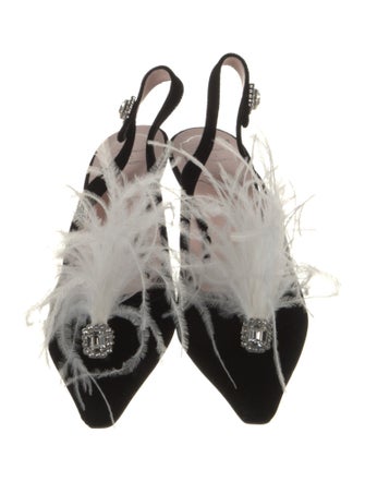 Roger Vivier Velvet Crystal Embellishments Slingback Pumps