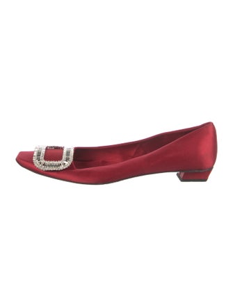 Roger Vivier Satin Crystal Embellishments Ballet Flats