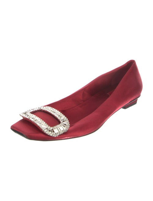 Roger Vivier Satin Crystal Embellishments Ballet Flats