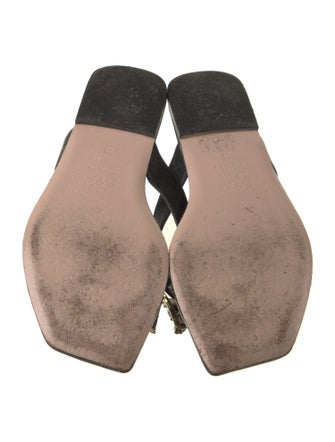 Roger Vivier Leather Crystal Embellishments Slides