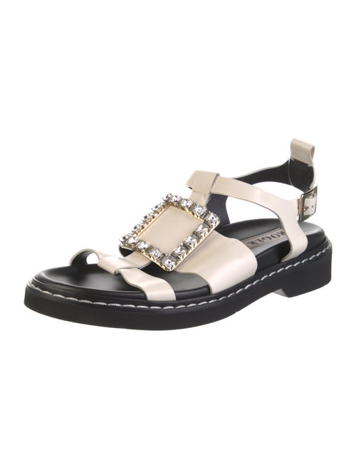 Roger Vivier Leather Crystal Embellishments Gladiator Sandals