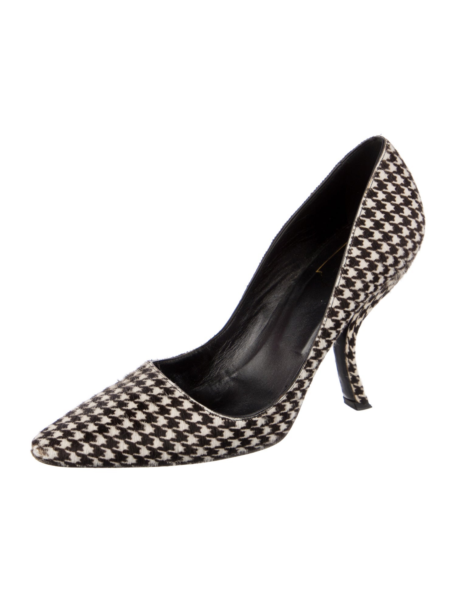 Roger Vivier Ponyhair Houndstooth Print Pumps