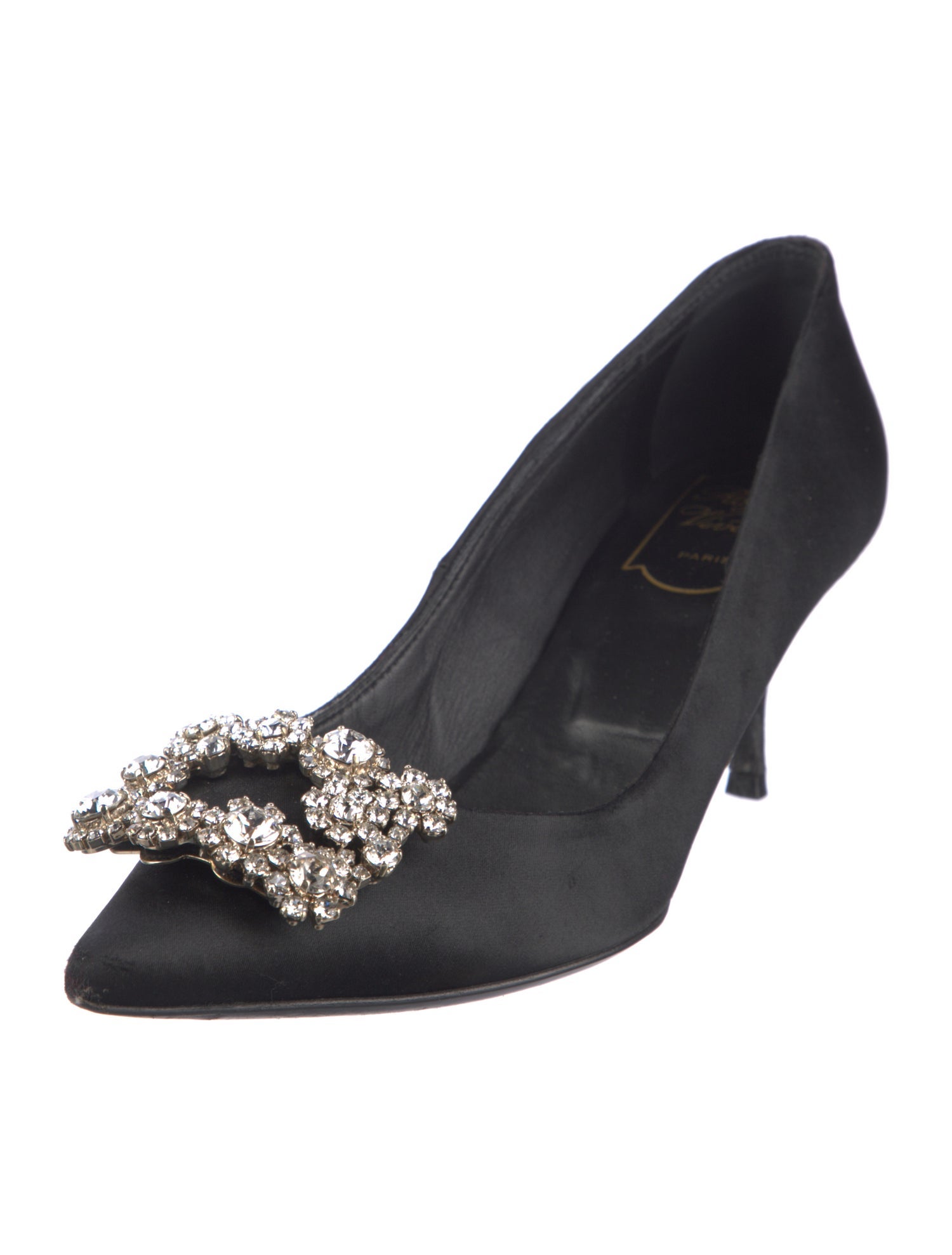 Roger Vivier Satin Crystal Embellishments Pumps