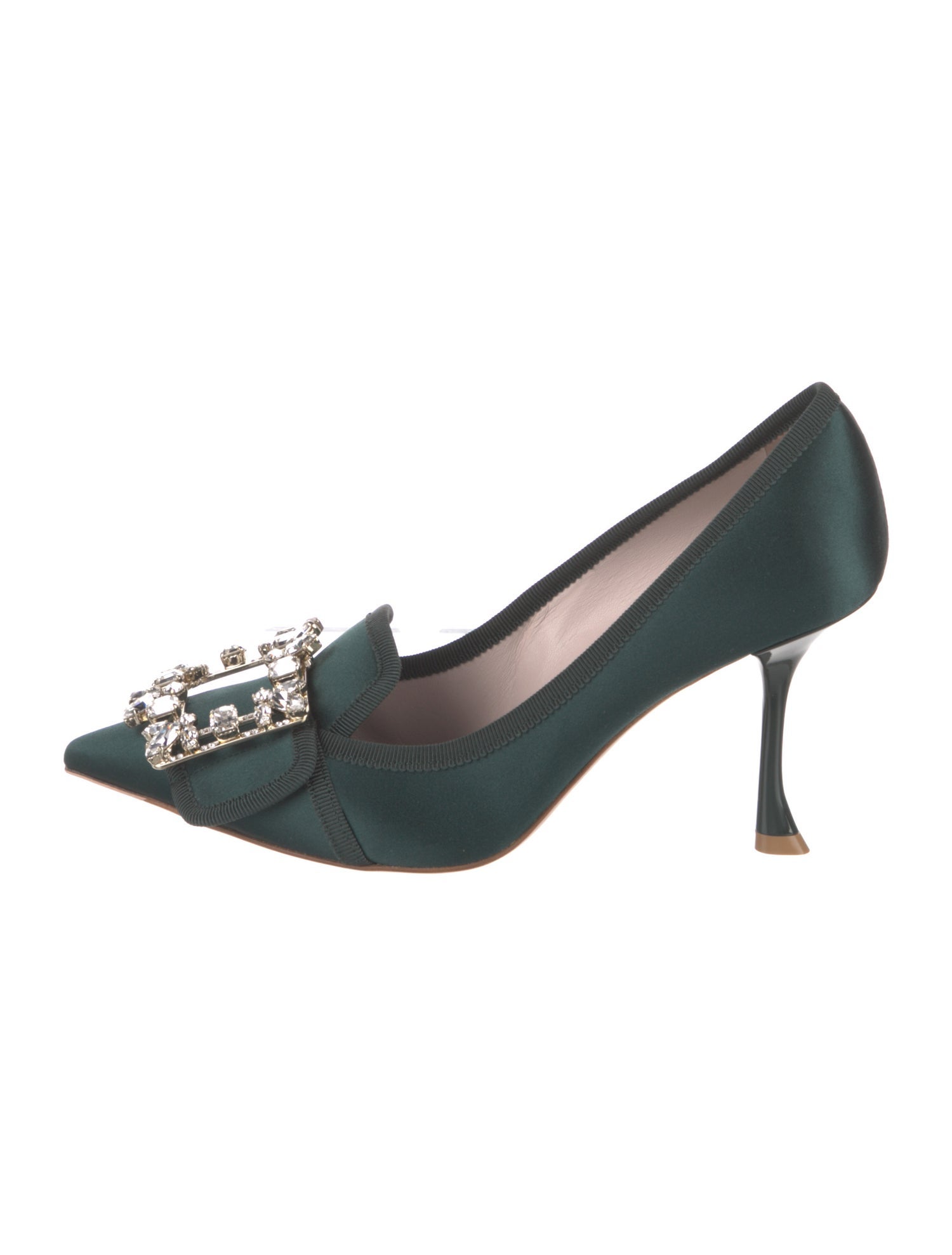 Roger Vivier Satin Crystal Embellishments Pumps