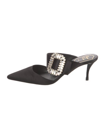 Roger Vivier Satin Crystal Embellishments Mules