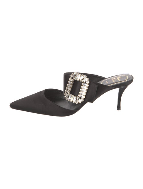 Roger Vivier Satin Crystal Embellishments Mules