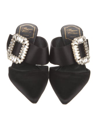 Roger Vivier Satin Crystal Embellishments Mules