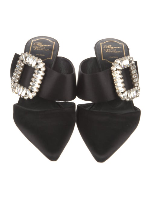 Roger Vivier Satin Crystal Embellishments Mules