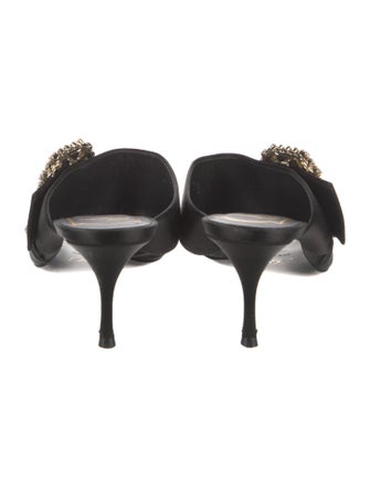 Roger Vivier Satin Crystal Embellishments Mules
